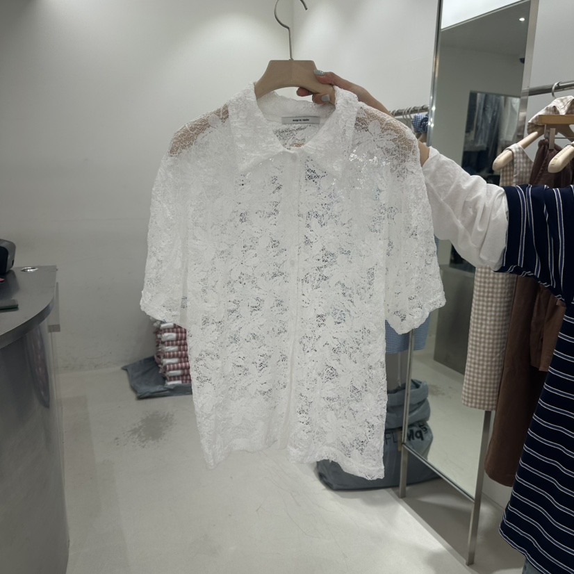 REPELLER韓國代購㊣女士新品25春夏休閑職業襯衫蕾絲衫蕾絲REPELLER襯衫/蕾絲衫