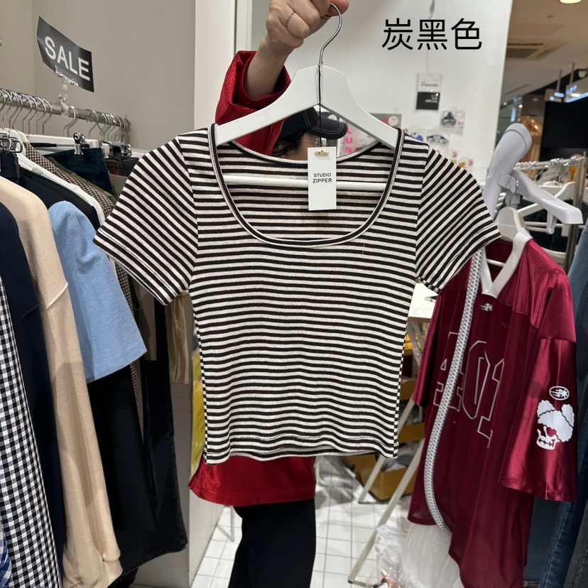 ZIPPER東大門㊣直郵女士新款真品熱賣職業25春夏休閑T恤條紋ZIPPERT恤圖色3