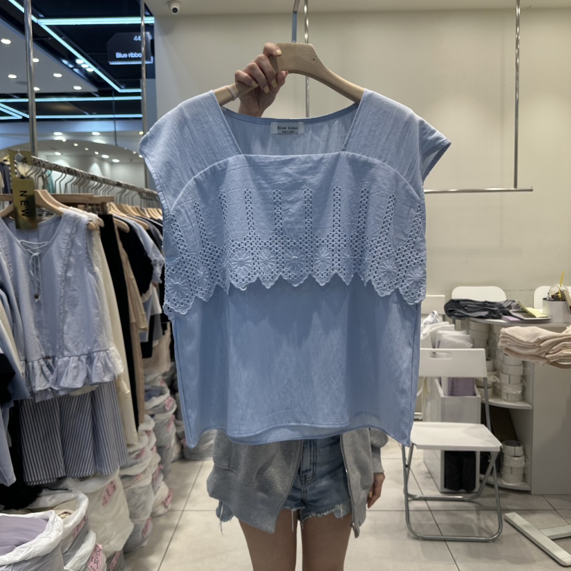 BLUE RIBBON東大門㊣直郵女士新款25春夏時尚職業襯衫蕾絲衫BLUE RIBBON襯衫/蕾絲衫圖色2
