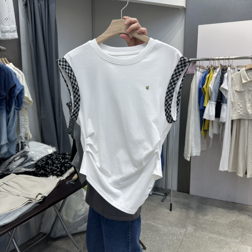 BLOOM東大門㊣直郵女裝新品時尚推薦25春夏休閑吊帶背心褶皺BLOOM-Q吊帶/背心圖色1