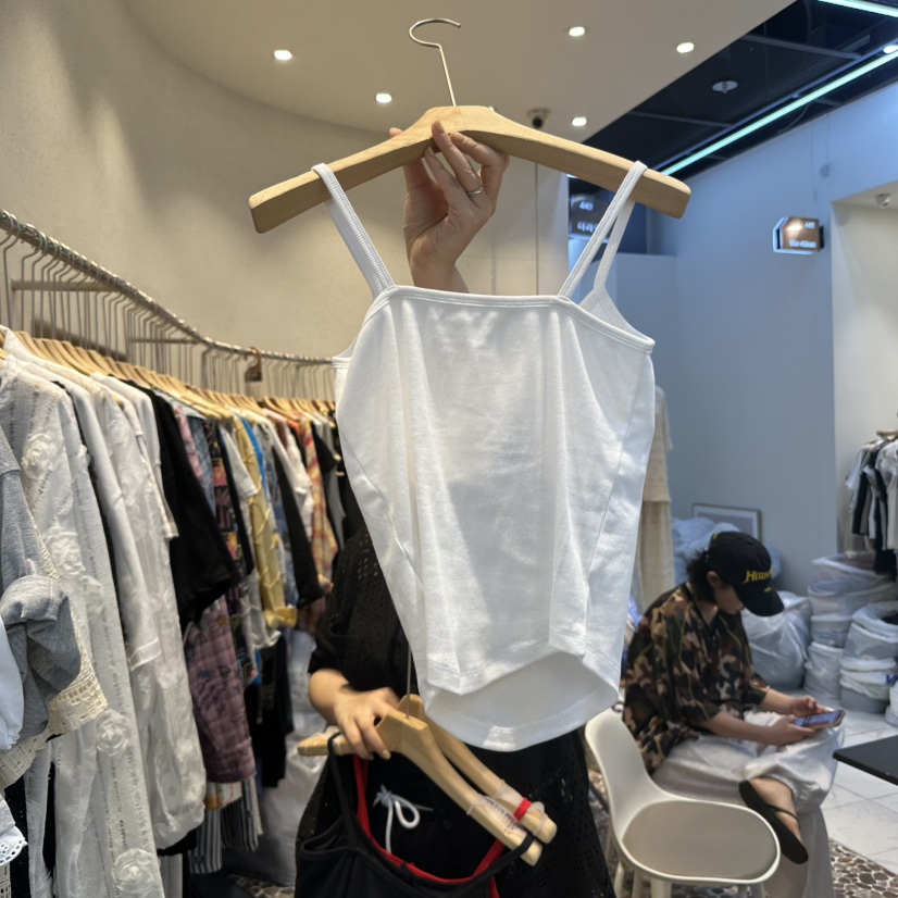 THE LINE-Q韓國代購㊣女士新品25春夏人氣吊帶背心短款蕾絲THE LINE-q吊帶/背心