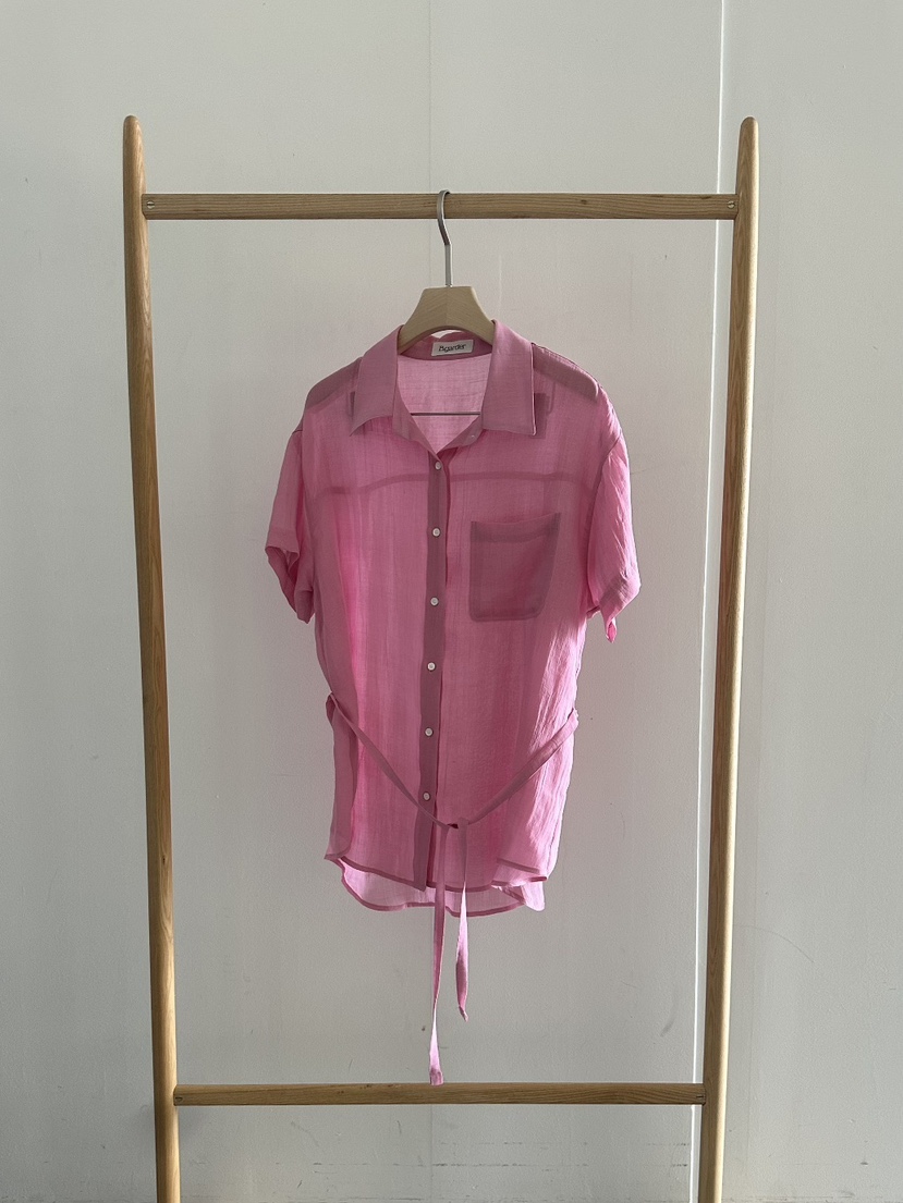 B_GARDER韓國代購㊣女裝新款推薦真品襯衫蕾絲衫含腰繩亞麻B.GARDER襯衫/蕾絲衫圖色2