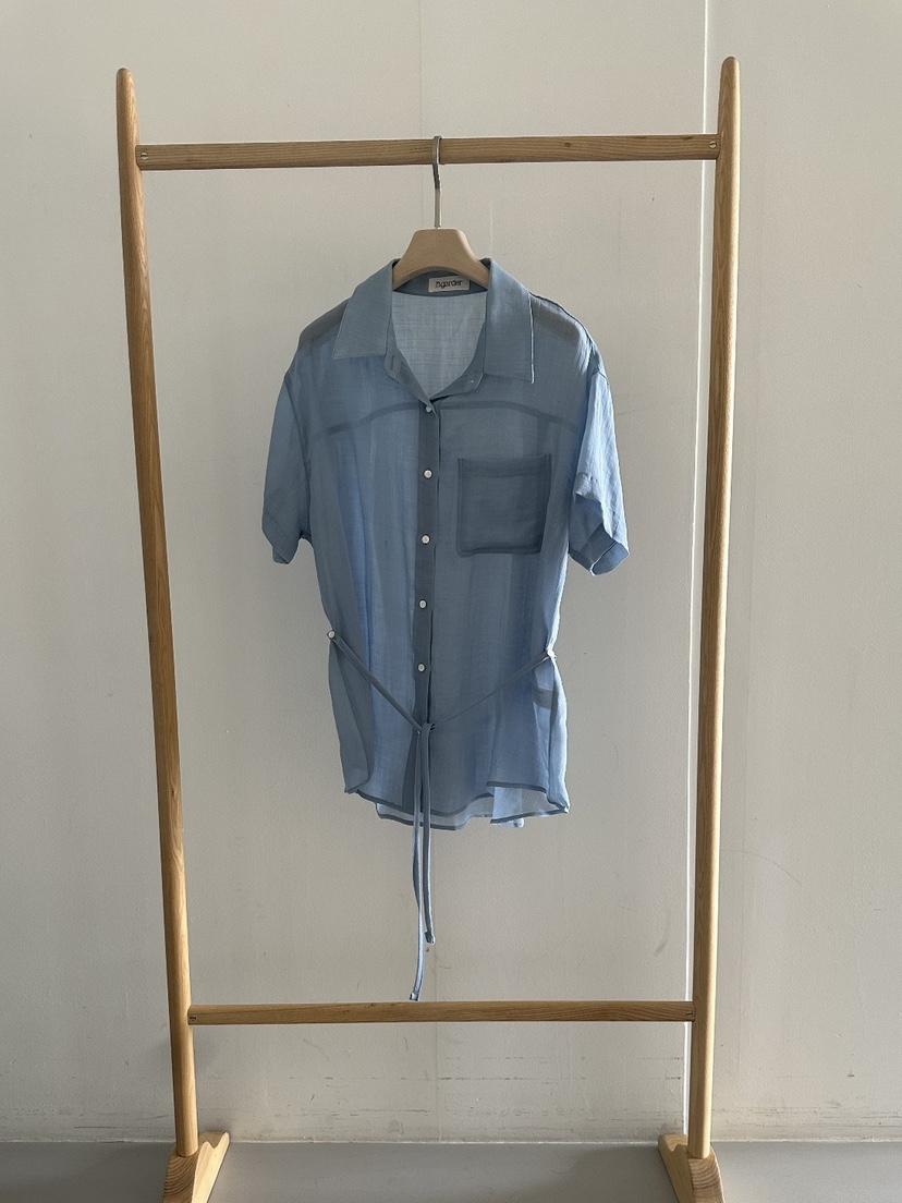 B_GARDER韓國代購㊣女裝新款推薦真品襯衫蕾絲衫含腰繩亞麻B.GARDER襯衫/蕾絲衫圖色3