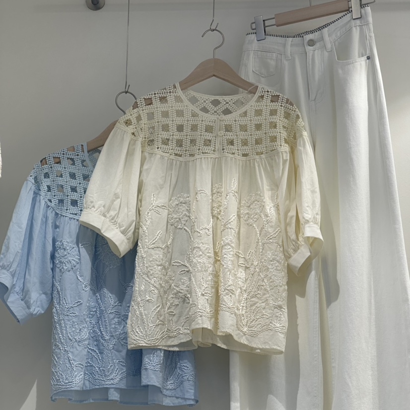 HOT PLACE東大門㊣直郵女裝新品休閑25春夏職業襯衫蕾絲衫HOT PLACE/DREAM GIRIS襯衫/蕾絲衫圖色2