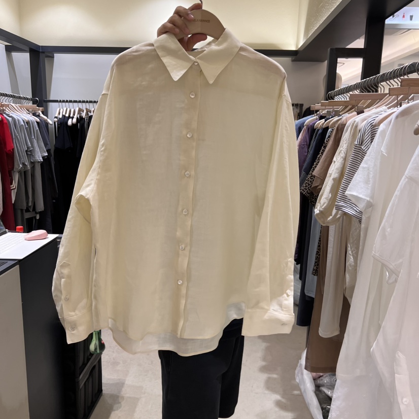 SELF SERVICE東大門㊣實拍女裝新品25春夏襯衫蕾絲衫亞麻布SELF SERVICE襯衫/蕾絲衫圖色2