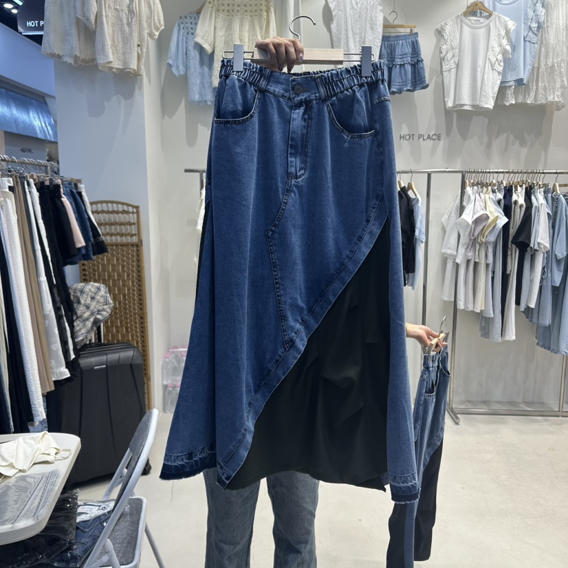 HOT PLACE東大門㊣實拍女士新品時尚職業熱賣休閑長裙褶皺HOT PLACE/DREAM GIRIS長裙