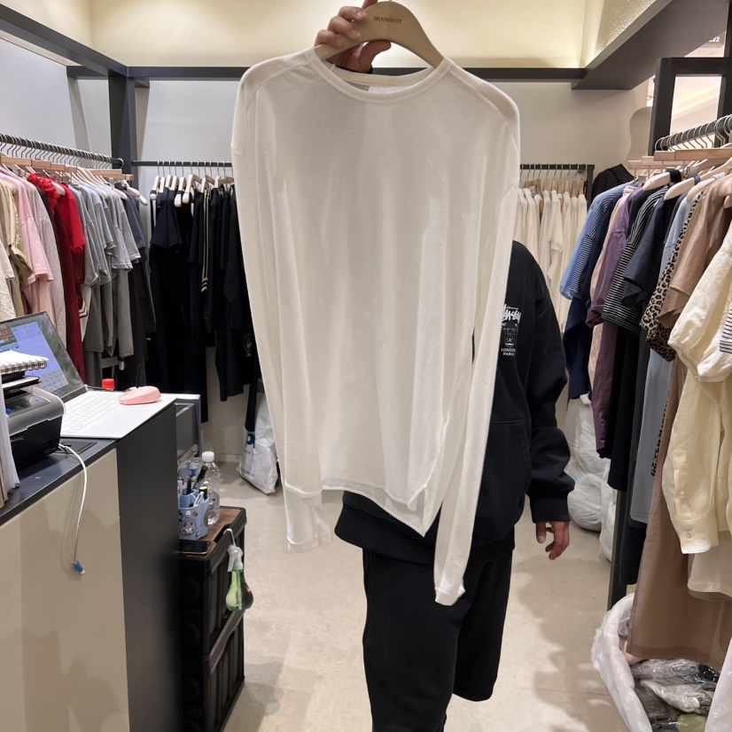 SELF SERVICE韓國代購㊣女士新款25春夏時尚人氣長袖T恤透明SELF SERVICE長袖T恤