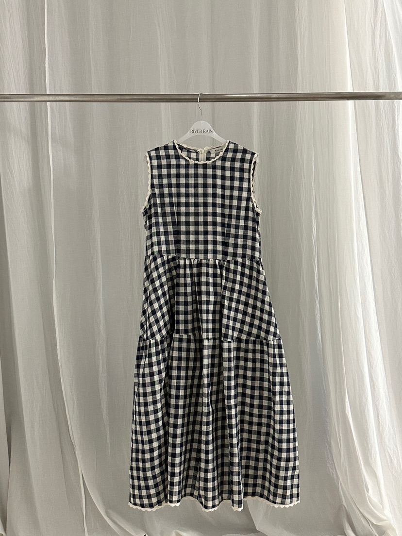 RIVER RAIN韓國直郵㊣女裝新品人氣休閑25春夏時尚連衣裙格紋RIVER RAIN連衣裙