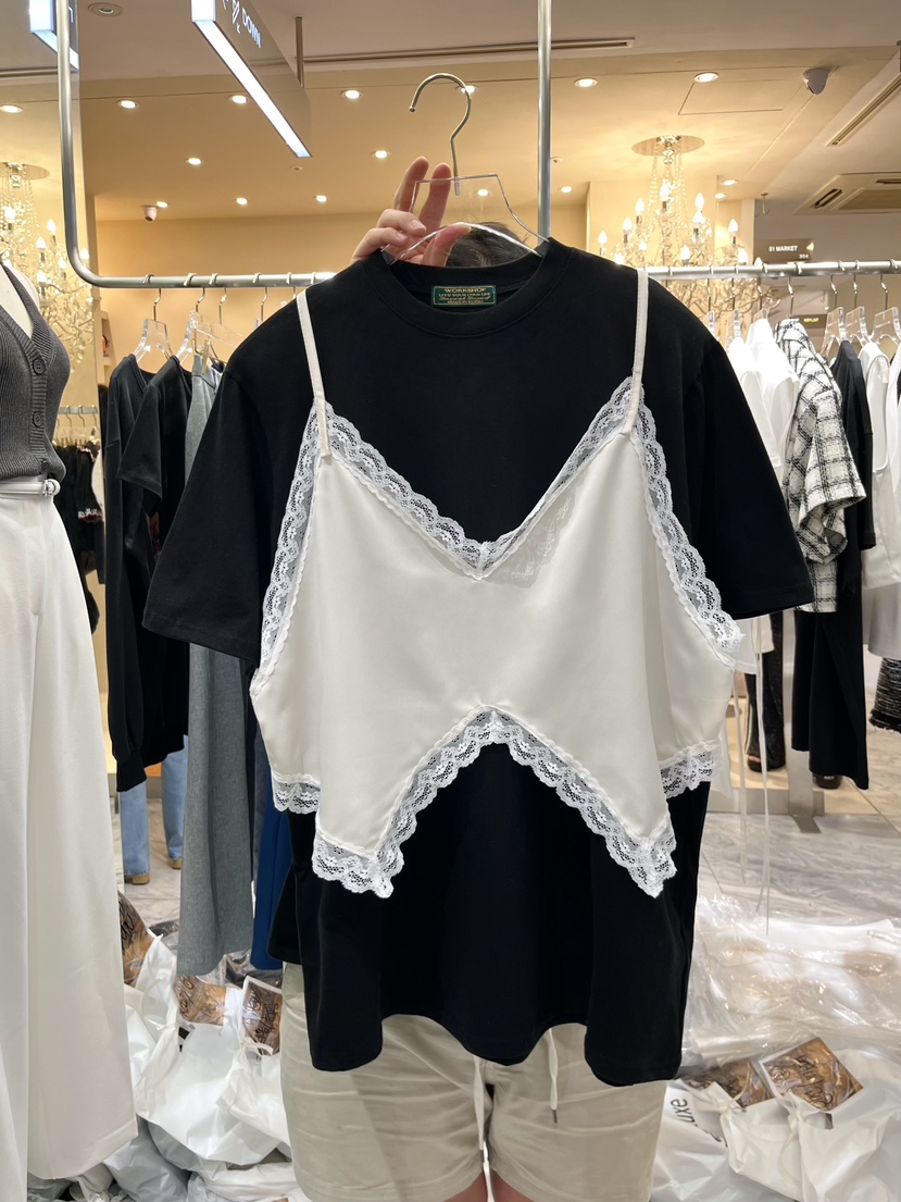 WORK SHOP東大門㊣直郵女士新品熱賣職業時尚T恤假兩件緊身Work_shopT恤圖色2