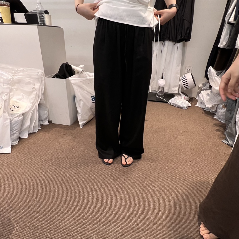 OBJECT東大門㊣代購女裝新品休閑熱賣人氣時尚休閑褲天絲亞麻OBJECT休閑褲圖色3