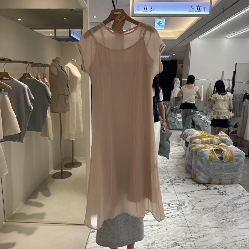 MER韓國直郵㊣女裝新品職業休閑真品人氣25春夏推薦連衣裙絲綢MER/ANGELO BIANCO連衣裙圖色2