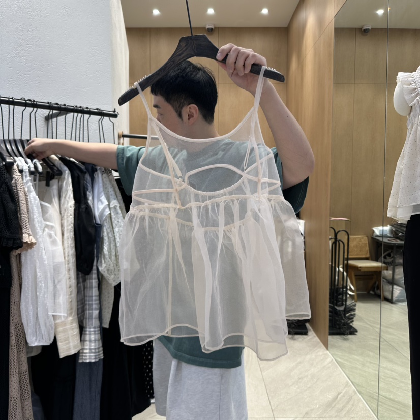 TRIPLE SEVEN韓國直郵㊣女士新款真品休閑人氣吊帶背心歐根紗TRIPLE SEVEN吊帶/背心