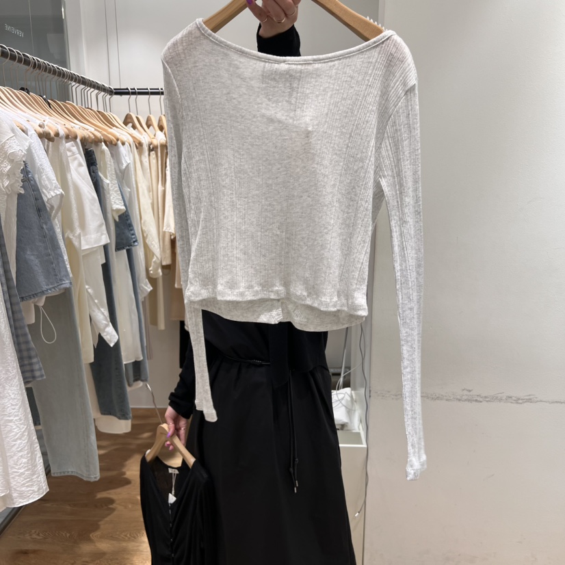 VERVEINE東大門㊣實拍女裝新品25春夏長袖T恤不含內搭百褶開衫VERVEINE長袖T恤