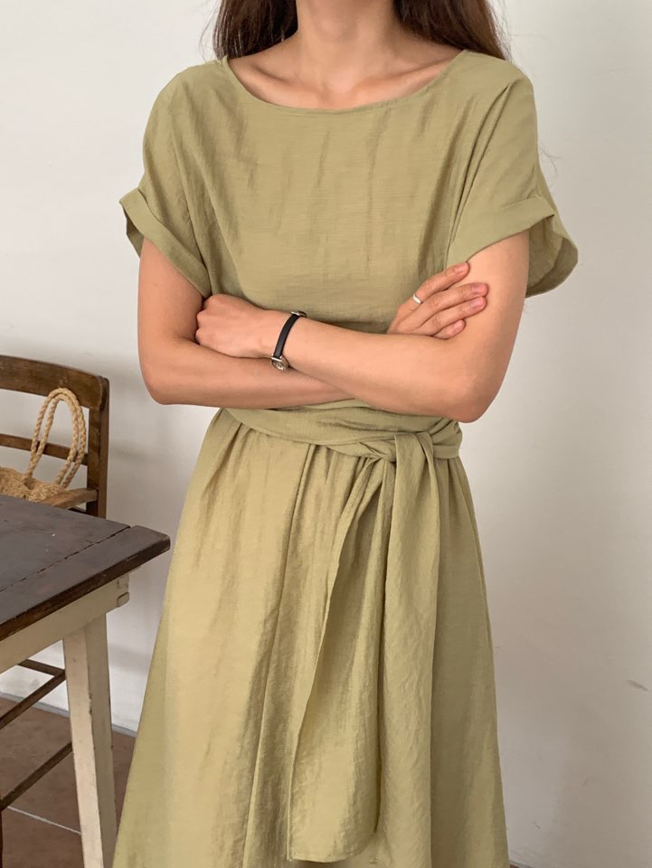 ROU.TINE東大門㊣代購女士新款時尚人氣真品連衣裙裹身裙亞麻ROU.TINE連衣裙
