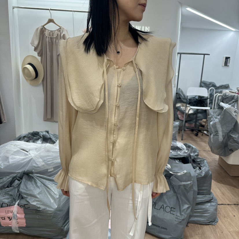 LEWIN韓國代購㊣女裝新品推薦真品時尚25春夏襯衫蕾絲衫天絲LEWIN襯衫/蕾絲衫