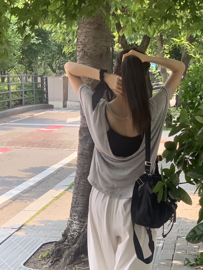 LOGARDEN韓國直郵㊣女士新款職業熱賣休閑真品T恤兩面可穿亞麻LO GARDENT恤