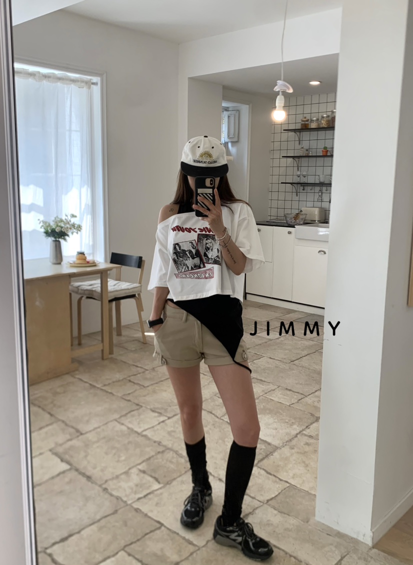 JIMMY韓國直郵㊣女裝新品休閑熱賣25春夏時尚職業人氣短褲棉質JIMMY/REMAKE短褲