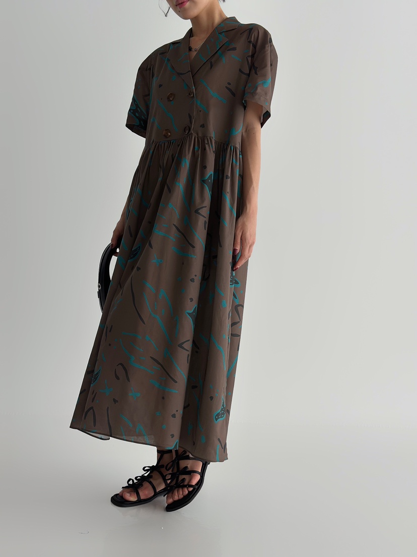 ANGLOG BEIGE東大門㊣實拍女士新品25春夏時尚連衣裙棉質雙層ANGLOG BEIGE連衣裙