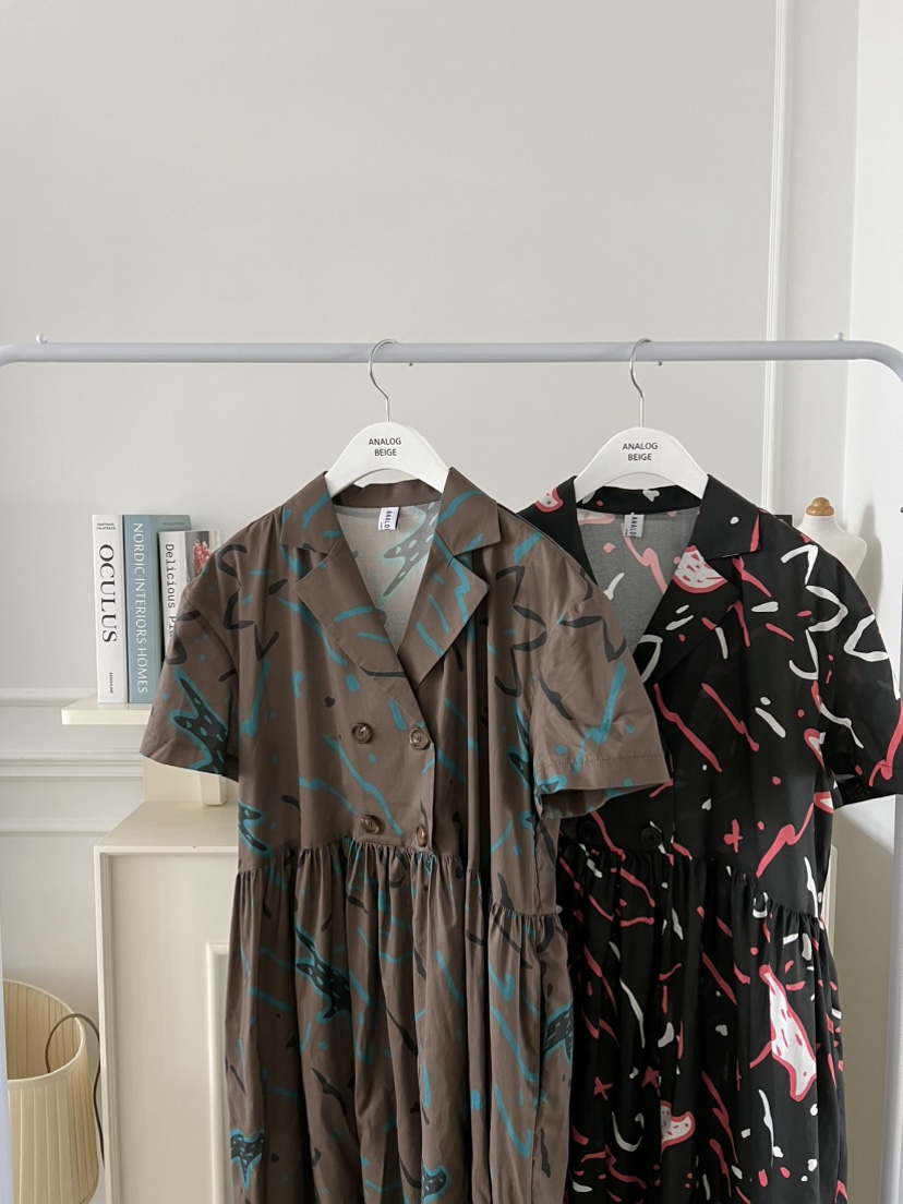 ANGLOG BEIGE東大門㊣實拍女士新品25春夏時尚連衣裙棉質雙層ANGLOG BEIGE連衣裙