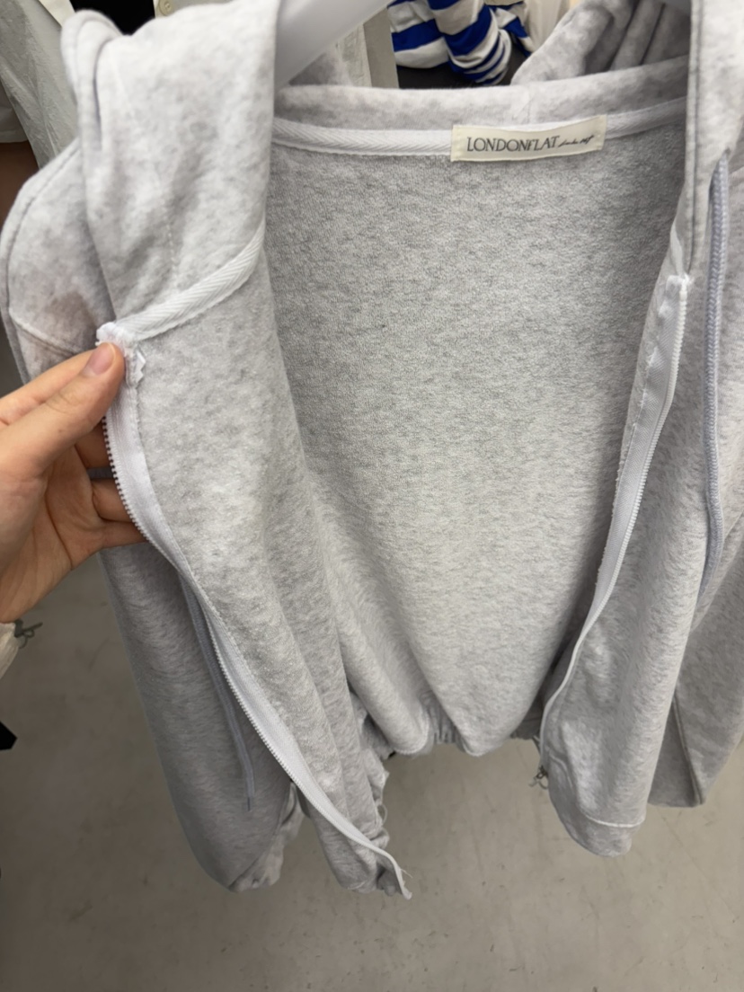 LONDON FLAT韓國代購㊣女士新品人氣休閑夾克毛圈布拉鏈連帽LONDON FLAT夾克