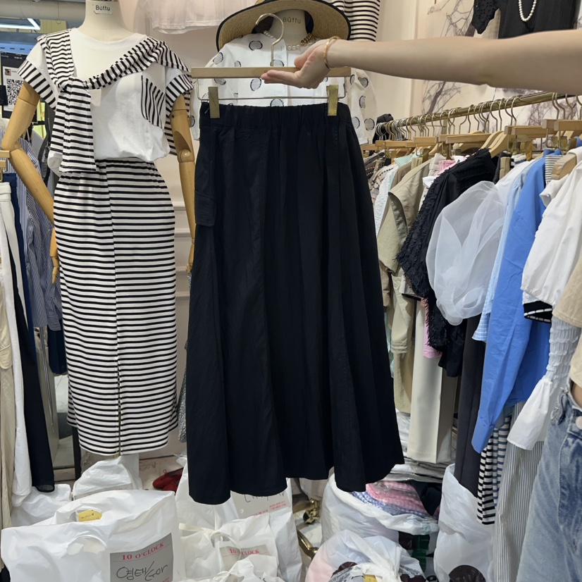 BUTTU東大門㊣實拍女士新品25春夏時尚休閑人氣熱賣長裙口袋10 O CLOCK/Buttu長裙