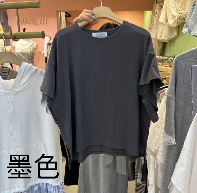 MARILYN韓國代購㊣女士新款真品職業時尚熱賣推薦休閑T恤雪紡MARILYNT恤圖色2