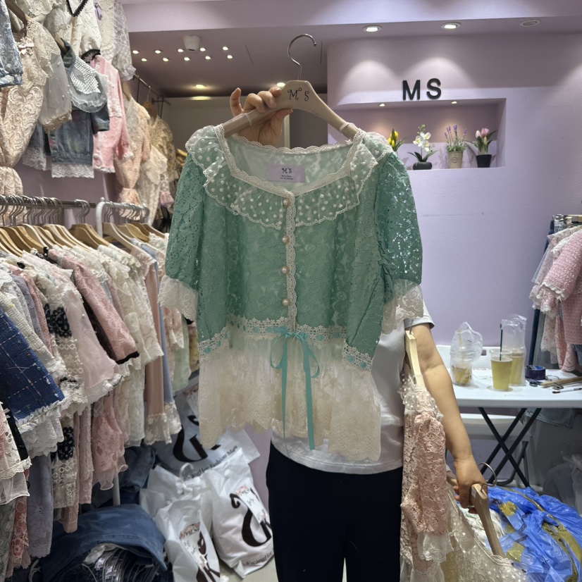 MS東大門㊣實拍女士新品真品推薦休閑時尚25春夏襯衫蕾絲衫MS襯衫/蕾絲衫圖色2
