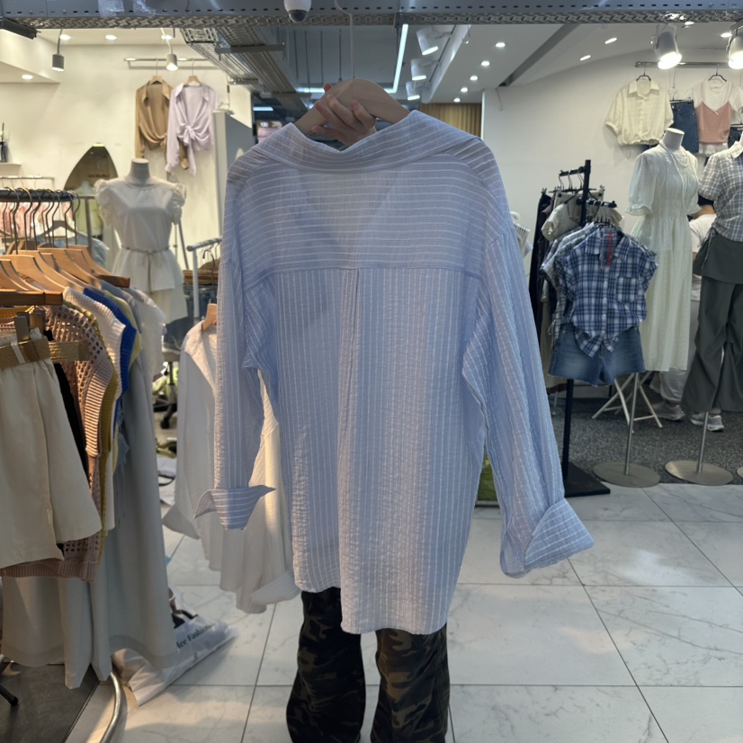 LULULALLA東大門㊣代購女裝新品25春夏職業真品襯衫蕾絲衫口袋LULULALLA襯衫/蕾絲衫