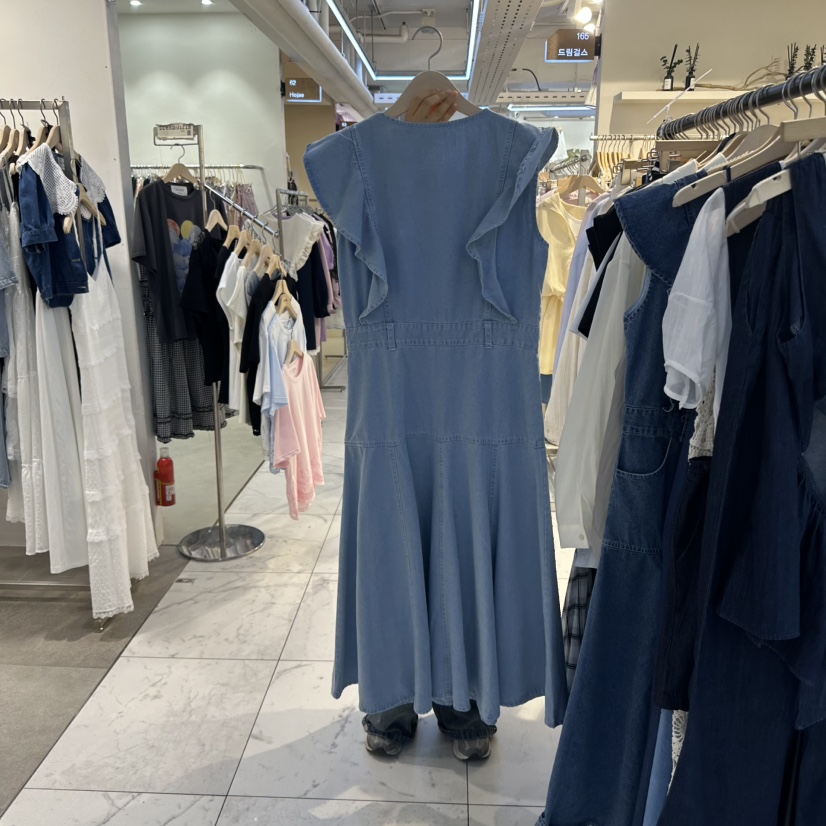 DREAM GIRIS韓國代購㊣女士新款時尚25春夏真品連衣裙荷葉邊DREAM GIRIS/HOT PLACE連衣裙