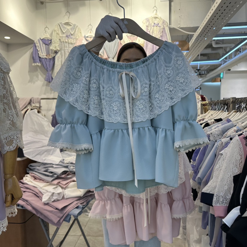 PAPA韓國直郵㊣女裝新品真品時尚推薦職業熱賣25春夏襯衫蕾絲衫PAPA襯衫/蕾絲衫圖色2