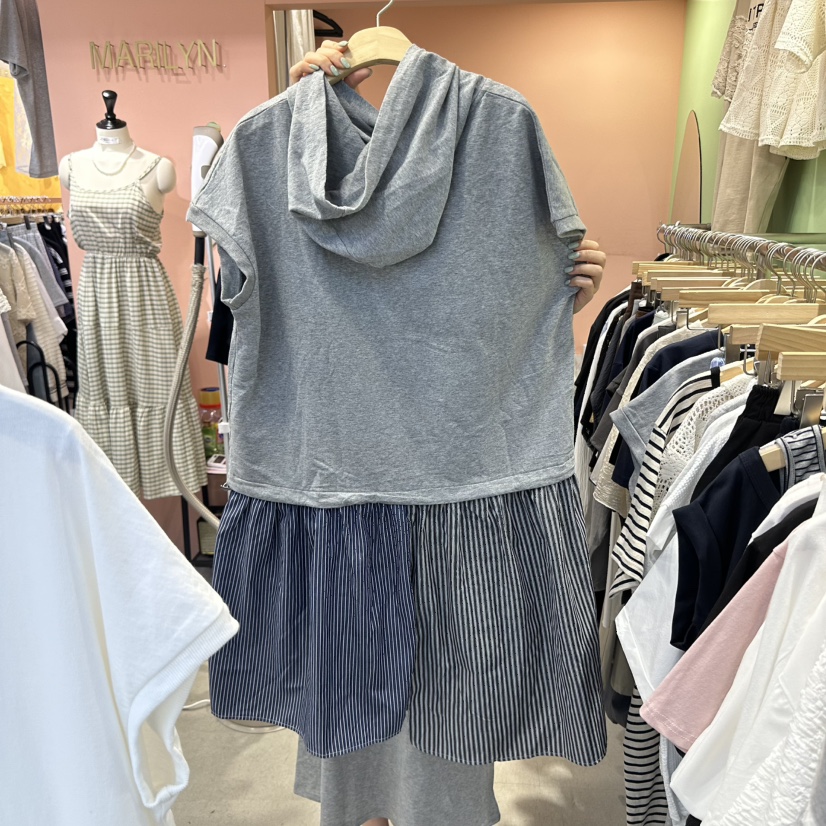 MARILYN韓國直郵㊣女士新品休閑推薦25春夏真品熱賣連衣裙兜帽MARILYN連衣裙