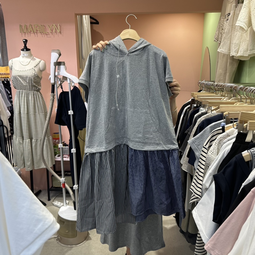 MARILYN韓國直郵㊣女士新品休閑推薦25春夏真品熱賣連衣裙兜帽MARILYN連衣裙圖色2