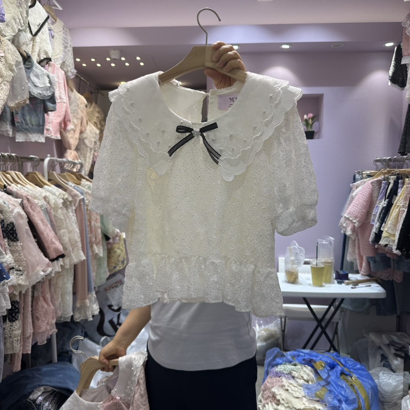 MS東大門㊣代購女裝新款熱賣時尚25春夏真品推薦襯衫蕾絲衫MS襯衫/蕾絲衫圖色2