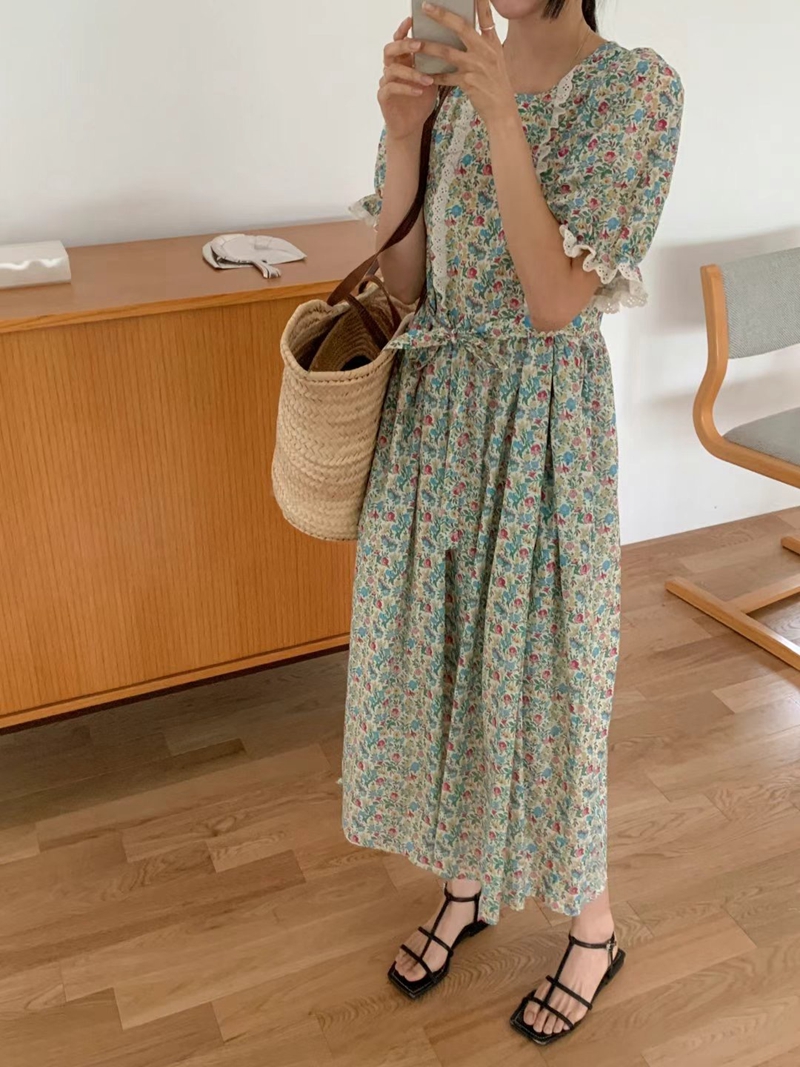 STYLE LOUNGE東大門㊣代購女士新品時尚25春夏連衣裙含腰繩STYLE LOUNGE連衣裙