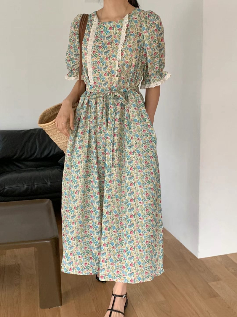 STYLE LOUNGE東大門㊣代購女士新品時尚25春夏連衣裙含腰繩STYLE LOUNGE連衣裙