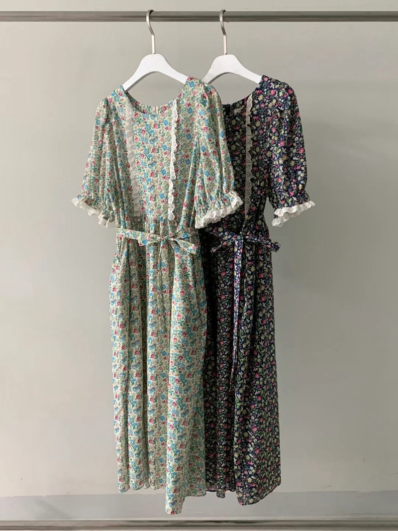 STYLE LOUNGE東大門㊣代購女士新品時尚25春夏連衣裙含腰繩STYLE LOUNGE連衣裙圖色2左二色