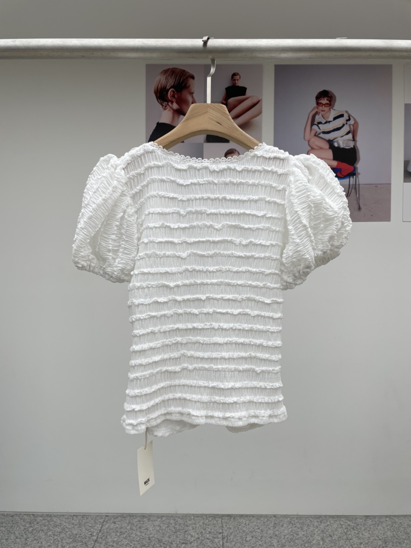 MADE-P韓國直郵㊣女裝新品休閑時尚人氣真品襯衫蕾絲衫褶皺MADE-P襯衫/蕾絲衫