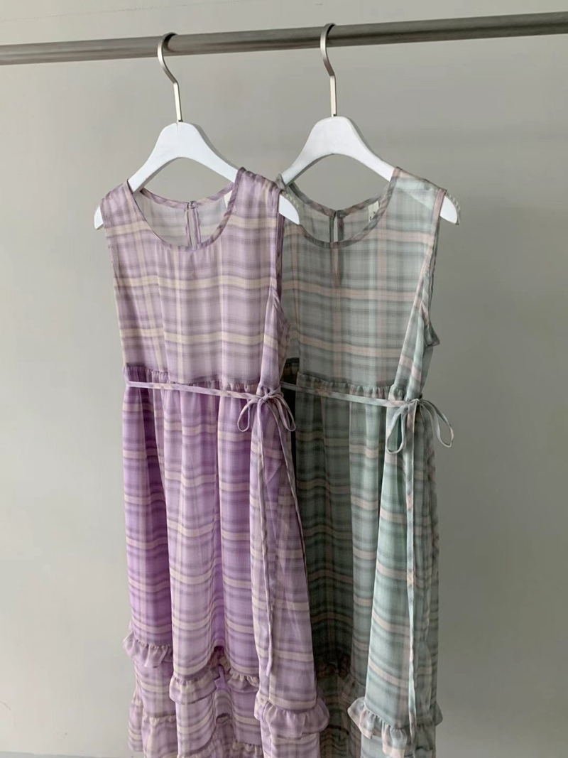 STYLE LOUNGE東大門㊣實拍女裝新品人氣時尚連衣裙格紋雪紡STYLE LOUNGE連衣裙圖色2左二色