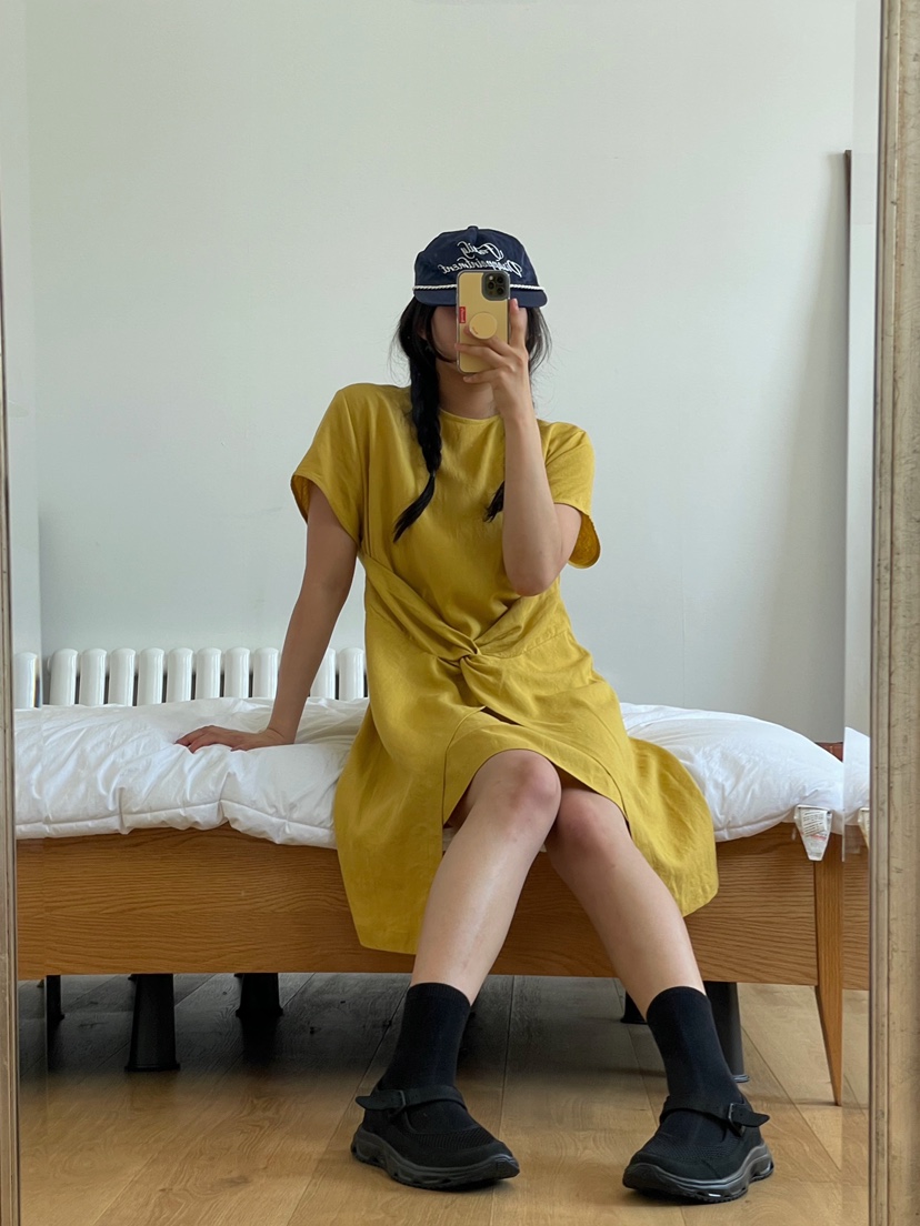 ONDO-P韓國直郵㊣女裝新款真品休閑時尚25春夏人氣連衣裙亞麻ONDO-P連衣裙