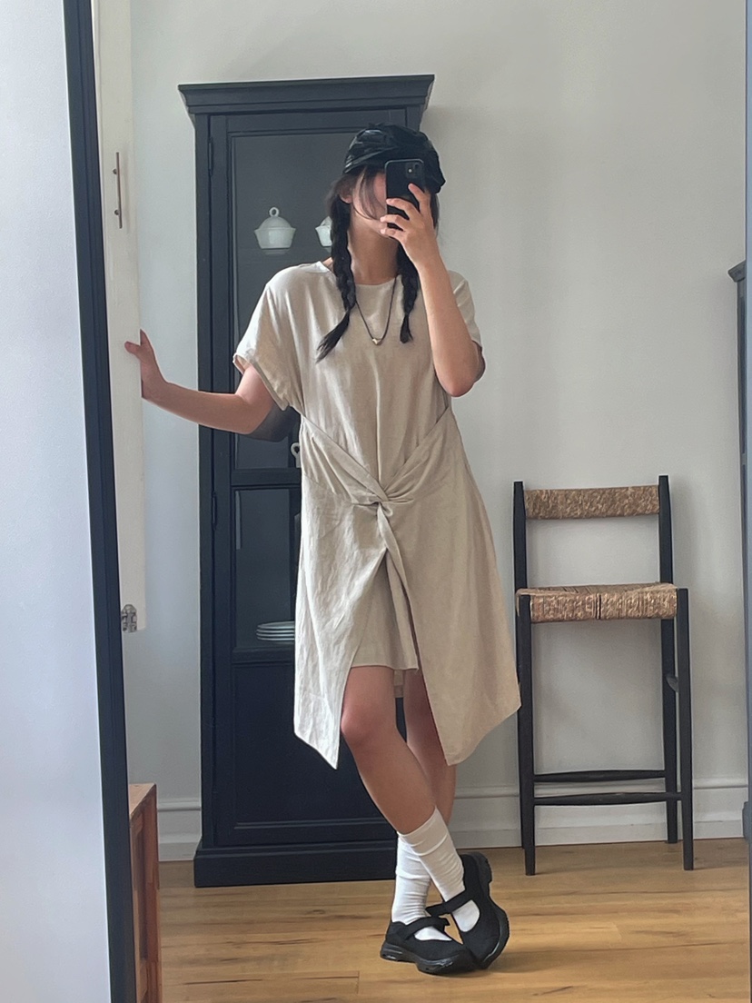 ONDO-P韓國直郵㊣女裝新款真品休閑時尚25春夏人氣連衣裙亞麻ONDO-P連衣裙