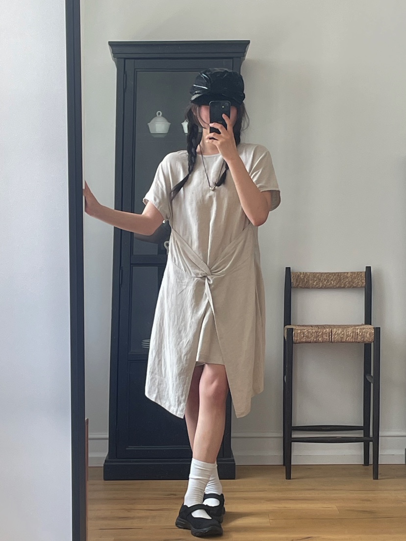 ONDO-P韓國直郵㊣女裝新款真品休閑時尚25春夏人氣連衣裙亞麻ONDO-P連衣裙