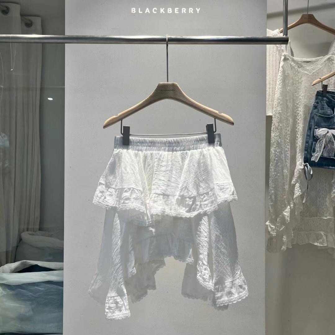 BLACKBERRY東大門㊣實拍女士新品25春夏半身裙中短裙棉質蕾絲BLACKBERRY半身裙/中短裙圖色1