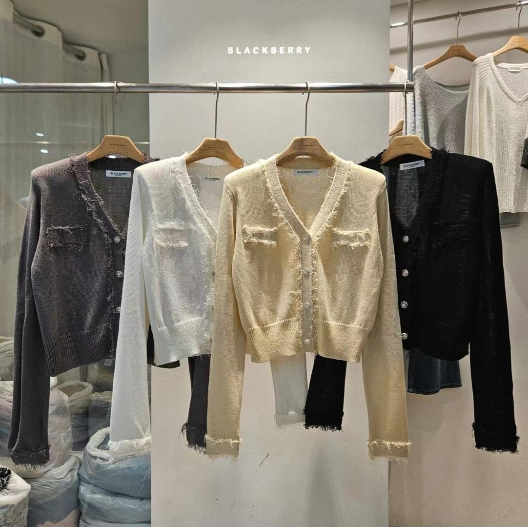 BLACKBERRY東大門㊣直郵女裝新品推薦時尚25春夏針織衫口袋BLACKBERRY針織衫