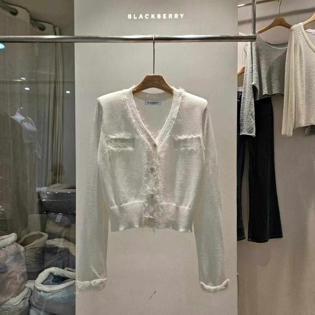 BLACKBERRY東大門㊣直郵女裝新品推薦時尚25春夏針織衫口袋BLACKBERRY針織衫圖色2