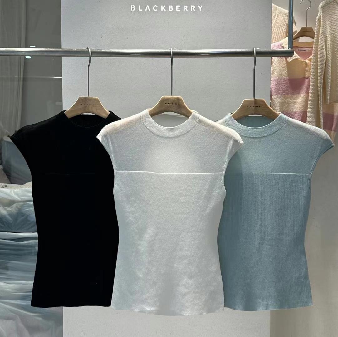 BLACKBERRY韓國代購㊣女士新品25春夏真品推薦人氣針織衫透明BLACKBERRY針織衫