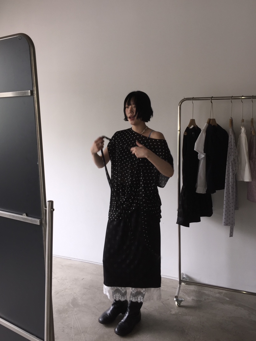 ARCHIVE-P韓國代購㊣女士新品熱賣推薦職業時尚T恤含脖帶透視ARCHIVE-PT恤