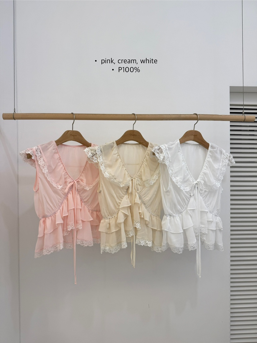 BY CHAPTER韓國代購㊣女士新品真品人氣熱賣25春夏襯衫蕾絲衫Chapter襯衫/蕾絲衫