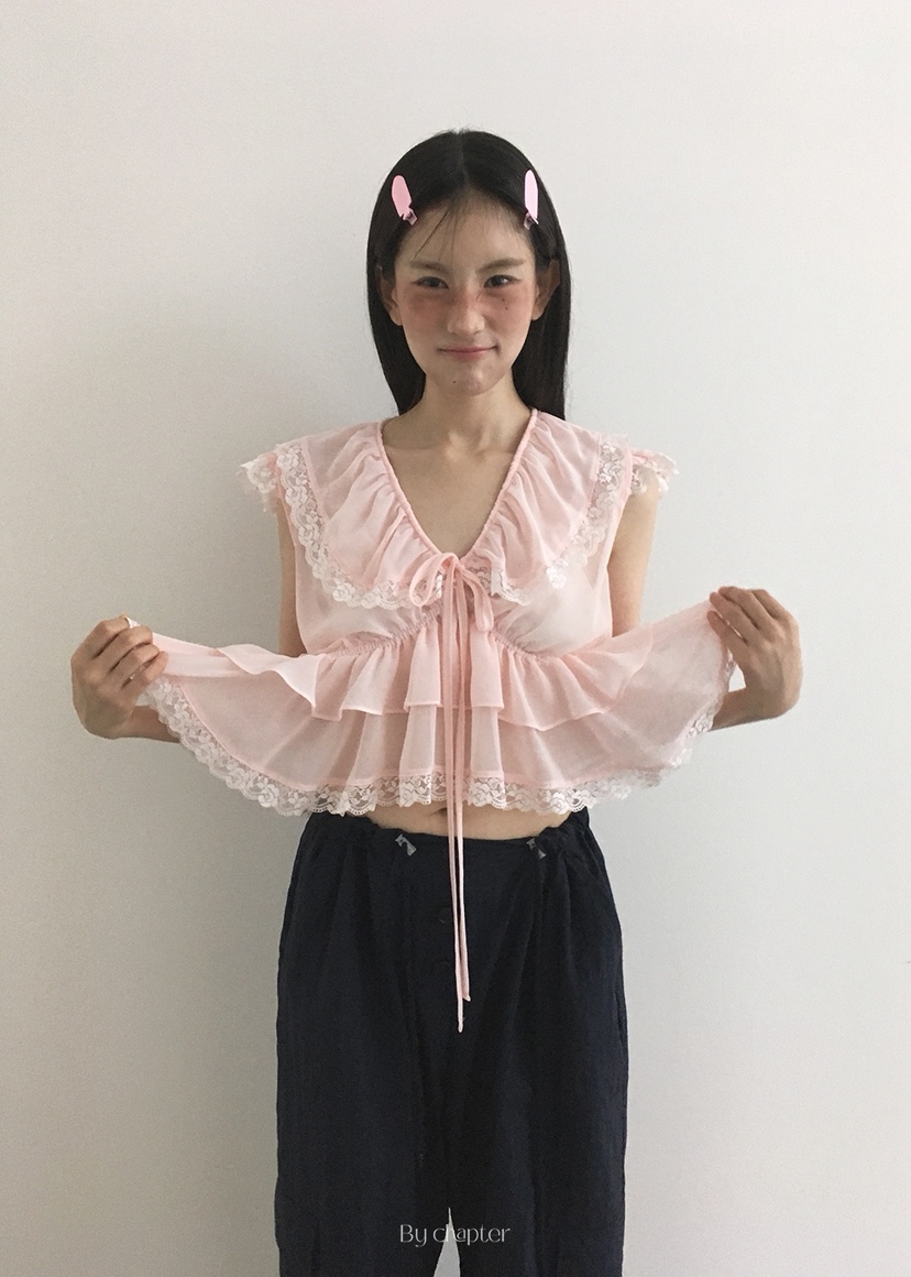 BY CHAPTER韓國代購㊣女士新品真品人氣熱賣25春夏襯衫蕾絲衫Chapter襯衫/蕾絲衫
