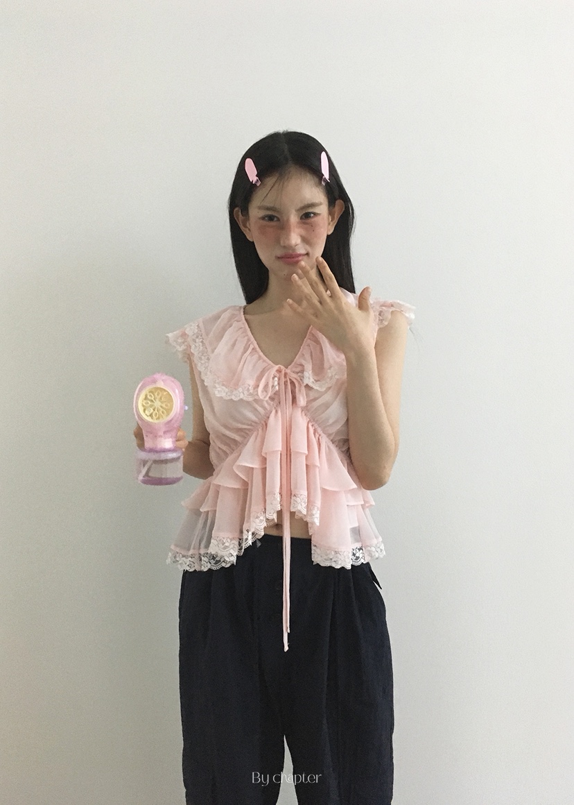 BY CHAPTER韓國代購㊣女士新品真品人氣熱賣25春夏襯衫蕾絲衫Chapter襯衫/蕾絲衫