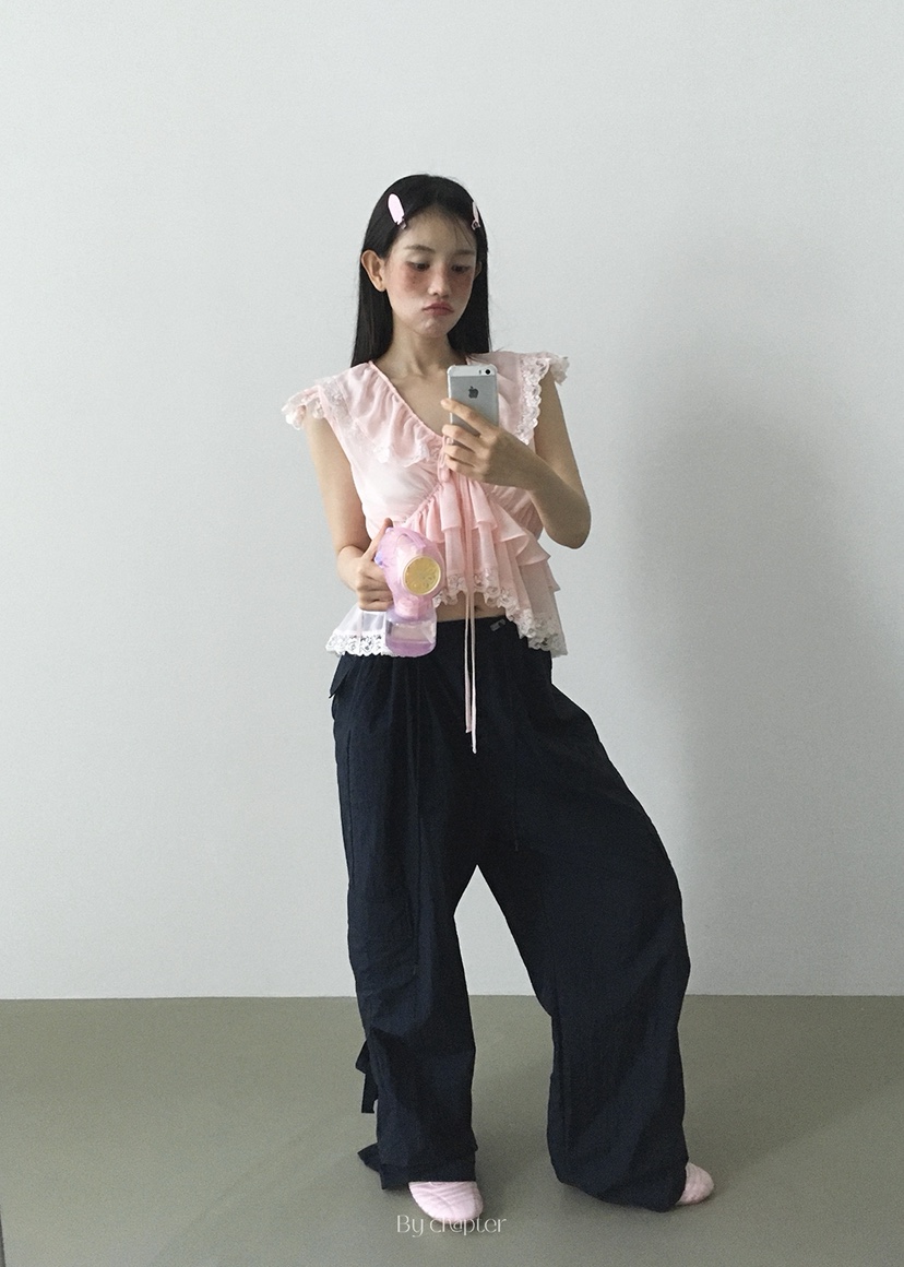 BY CHAPTER韓國代購㊣女士新品真品人氣熱賣25春夏襯衫蕾絲衫Chapter襯衫/蕾絲衫
